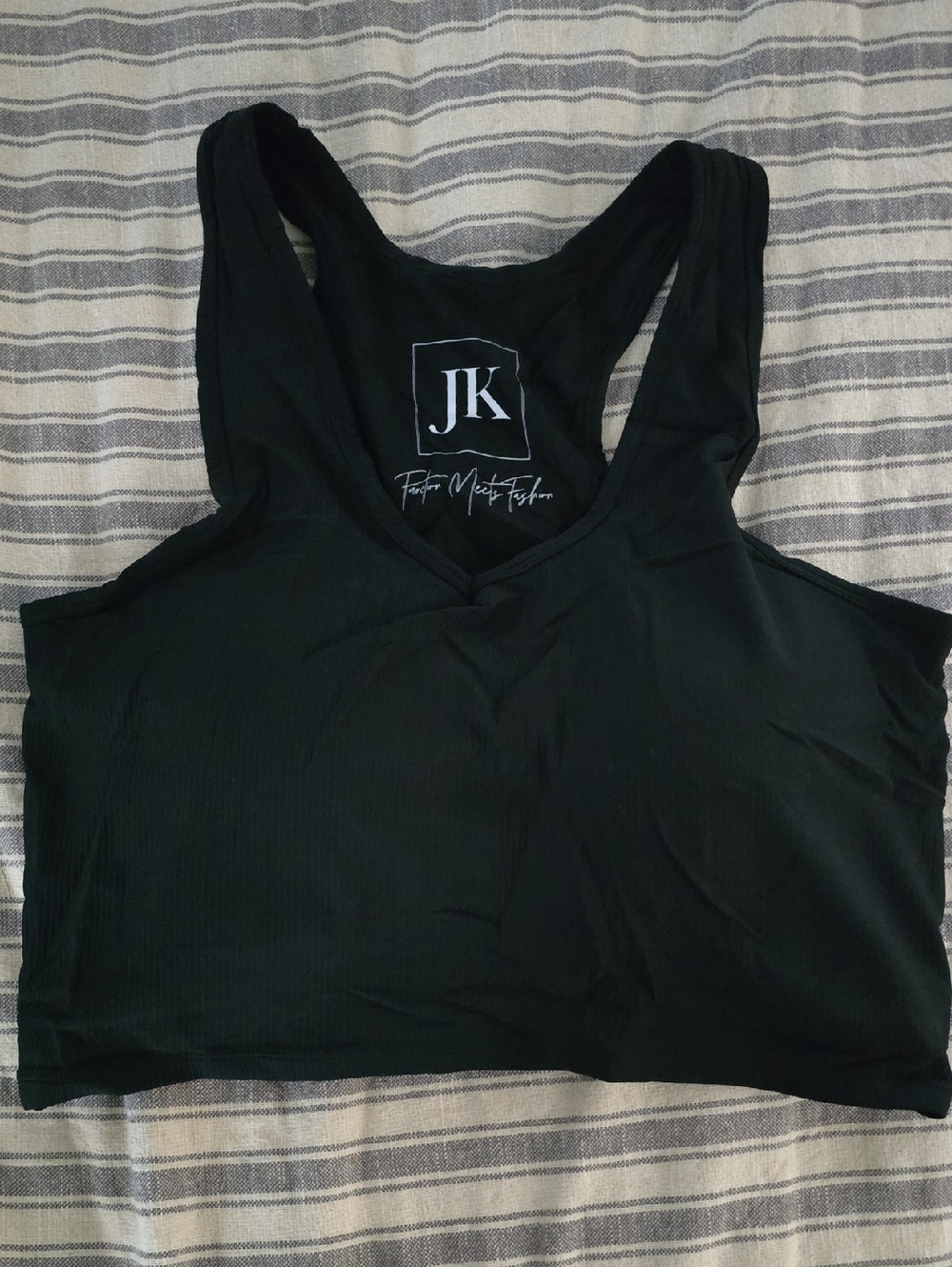 JK Black Ribbed Racerback Sports Bra